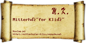Mitterhöfer Klió névjegykártya
